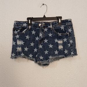Rue21 Blue Star Pattern Jean Shorts